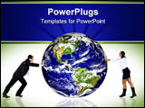 PowerPoint Template - young man and a woman pushing earth