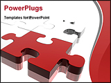 PowerPoint Template - Red jigsaw piece on silver puzzle. Concept: Difference