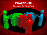 PowerPoint Template - 3d illustration of a team and puzzle