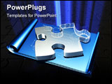 PowerPoint Template - d illustration of a large silver puzzle piece showing a partial wireframe sitting on top of a set o