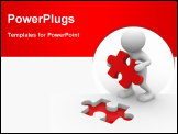 PowerPoint Template - 3d people - human character person and last piece of puzzle ( jigsaw). 3d render