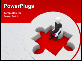PowerPoint Template - A man with problems sitting on a puzzle piece