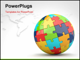 PowerPoint Template - Globe or sphere from puzzles on white background. 3d