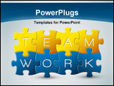 PowerPoint Template - Vector puzzle teamwork illustration - yellow and blue