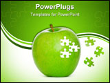 PowerPoint Template - Puzzle green apple isolated on white background