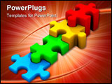 PowerPoint Template - Stair formed from pieces of the puzzle - 3d render