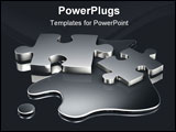 PowerPoint Template - d illustration of two large silver puzzle pieces sitting in a puddle of silver liquid on a reflecti