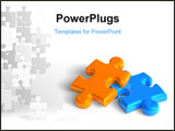 PowerPoint Template - Business creativity/success concept: two glossy puzzle pieces isolated over white
