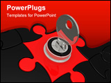 PowerPoint Template - Puzzles with the lock and a key on a white background
