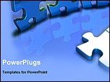 PowerPoint Template - 3d puzzles on a blue desk