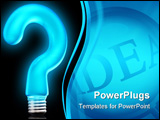 PowerPoint Template - blue 3d bulb in query shape like idea