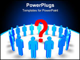 PowerPoint Template - 3d blue men around a question mark isolated on white background