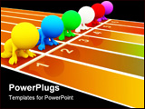 PowerPoint Template - colorful 3D people set on your marks ready to race