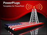 PowerPoint Template - d illustration of a metallic radio tower with glowing signal wave radiating from it sitting on top 