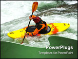 PowerPoint Template - Kayaker is jumping from the waterfall in Norway. July 2010