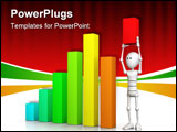 PowerPoint Template - 3d character stands in a bar chart and raises the last bar above all others