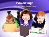 PowerPoint Template - Three kids reading books lying on floor