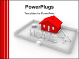 PowerPoint Template - 3d rendered image of a house with a yard and the word home.