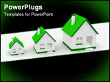 PowerPoint Template - 3D rendered growing diagram from three cottages with green roofs
