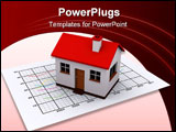 PowerPoint Template - 3d render of a house on a paper sheet containing a business diagram
