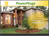 PowerPoint Template - ew modern american house and pretty flower garden. Ideal for real estate, property, mortgage presen