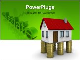 PowerPoint Template - one 3d house on top of piles of coins