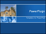 PowerPoint Template - his blue template with a modern house and a couple meeting with the real estate agent is a good cho