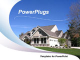 PowerPoint Template - View of a newly completed house on top of the hill with wave design
