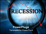 PowerPoint Template - recession on a blue background with a magnifier