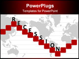PowerPoint Template - Economic recession illustration with graph and world map