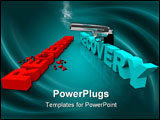 PowerPoint Template - The word Recovery shoots the word Recession symbolizing an end to the downturn