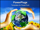 PowerPoint Template - Recycling symbol made from hands on field