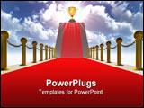 PowerPoint Template - Ladder with a red carpet. Gold columns with a circuit