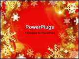PowerPoint Template - abstract red christmas background with many snowflakes