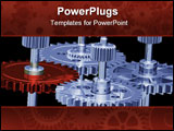 PowerPoint Template - Bluish and red chrome gears on a light background