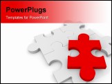 PowerPoint Template - 4 Puzzle pieces with a red piece on top