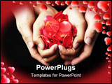 PowerPoint Template - Hands holding red rose petals against black background