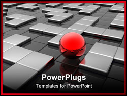PowerPoint Template - Red sphere in silver labyrinth? 3d illustration