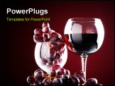 PowerPoint Template - wine glass with red wine and red grapes
