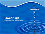 PowerPoint Template - Blue water ripple as Cross - religious metaphor