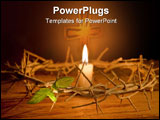 PowerPoint Template - Candle burning in the middle of a crown of thorns at easter