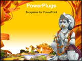 PowerPoint Template - urgiana Hindu Temple. Marble statue of the Monkey God Hanuman garlanded in orange flowers. Amritsar