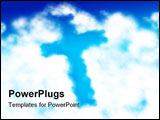 PowerPoint Template - A cross shaped on the sky on the clouds with the sun shining trough it.