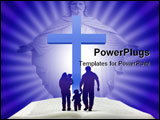 PowerPoint Template - Illustration of open bible with family walking towards cross