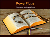 PowerPoint Template - Breviary book in Polish and the holy Rosary. Religion concept.