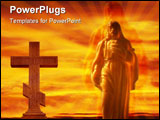 PowerPoint Template - Photo of jesus figure spotlighted and glowing in the sky.