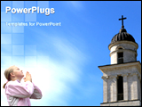 PowerPoint Template - image of a young girl praying outside a church