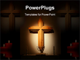 PowerPoint Template - The cross is lit by a spot and the altar there is some candle lights