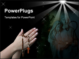 PowerPoint Template - Praying with a rosary background in deep black