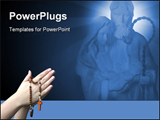 PowerPoint Template - Praying with a rosary background in blue and black background